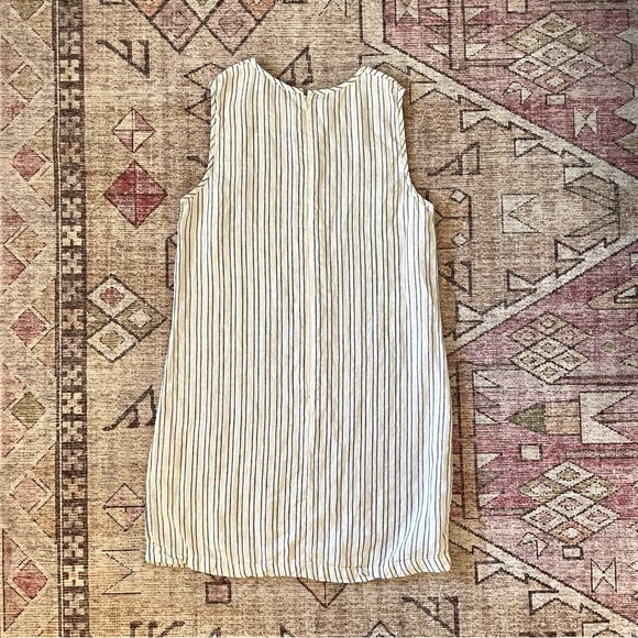 Theory 100% Linen Blue & White Pinstripe Sleeveless Shift Mini Dress - Picture 6 of 11